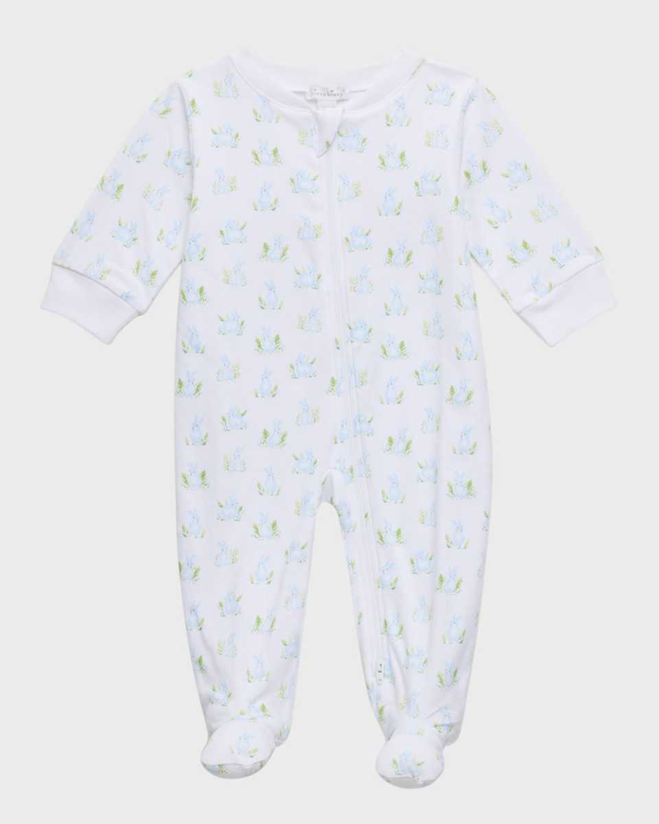 Boy's Cottontail Hollows Printed Zip-Front Footie, Size Newbor